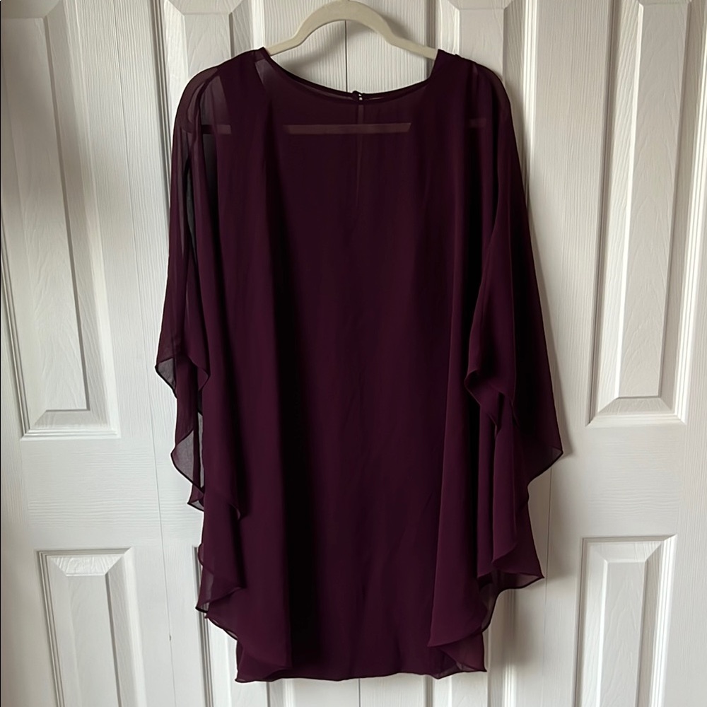 Halston Heritage Elegant Plum Chiffon Dress